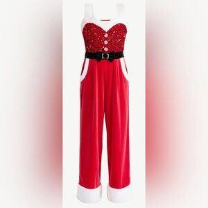 No Boundaries Santa Sequin Jumpsuit, Women’s